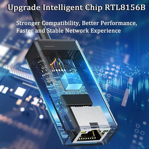 محول إيثرنت USB 2.5G، محول شبكة XRR USB 3.0 إلى RJ45 LAN، محول الشبكة RTL8156B لنظام التشغيل Mac OS، Windows، Linux Backward متوافق مع 2500/1000/100 ميجابت في الثانية مثالي للألعاب in Kuwait
