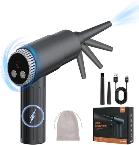 fophop Electric Compressed Air Duster - 3 Speed 90000RPM Brushless Motor Electric Air Duster, Reusable Cordless Rechargeable Air Blower with LED Light & 7500mAh That Replace Canned Air for Office in Kuwait