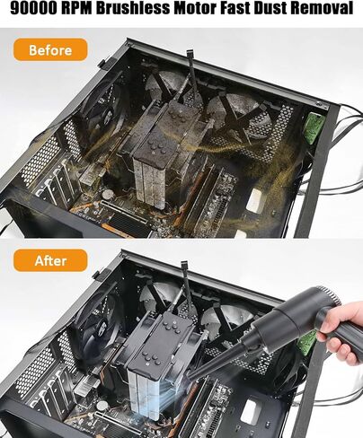 fophop Electric Compressed Air Duster - 3 Speed 90000RPM Brushless Motor Electric Air Duster, Reusable Cordless Rechargeable Air Blower with LED Light & 7500mAh That Replace Canned Air for Office in Kuwait