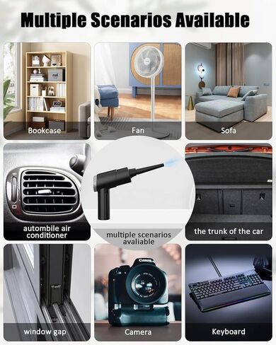 fophop Electric Compressed Air Duster - 3 Speed 90000RPM Brushless Motor Electric Air Duster, Reusable Cordless Rechargeable Air Blower with LED Light & 7500mAh That Replace Canned Air for Office in Kuwait