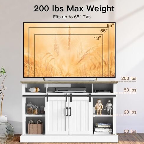 حامل تلفزيون Pipishell White لأجهزة تلفزيون تصل إلى 65 بوصة، ومركز ترفيه أبيض مع مساحة تخزين كبيرة، وأرفف قابلة للتعديل وإدارة الكابلات، وحامل تلفزيون بباب منزلق يحمل ما يصل إلى 200 رطل، PIWTS02W in Kuwait