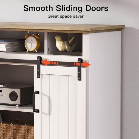 حامل تلفزيون Pipishell White لأجهزة تلفزيون تصل إلى 65 بوصة، ومركز ترفيه أبيض مع مساحة تخزين كبيرة، وأرفف قابلة للتعديل وإدارة الكابلات، وحامل تلفزيون بباب منزلق يحمل ما يصل إلى 200 رطل، PIWTS02W in Kuwait