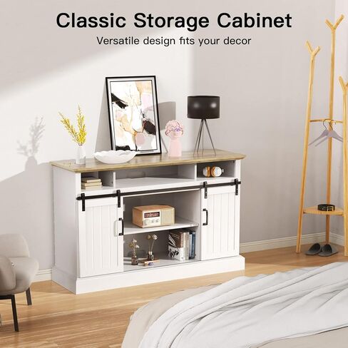 حامل تلفزيون Pipishell White لأجهزة تلفزيون تصل إلى 65 بوصة، ومركز ترفيه أبيض مع مساحة تخزين كبيرة، وأرفف قابلة للتعديل وإدارة الكابلات، وحامل تلفزيون بباب منزلق يحمل ما يصل إلى 200 رطل، PIWTS02W in Kuwait