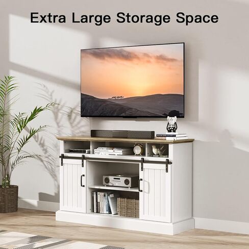 حامل تلفزيون Pipishell White لأجهزة تلفزيون تصل إلى 65 بوصة، ومركز ترفيه أبيض مع مساحة تخزين كبيرة، وأرفف قابلة للتعديل وإدارة الكابلات، وحامل تلفزيون بباب منزلق يحمل ما يصل إلى 200 رطل، PIWTS02W in Kuwait