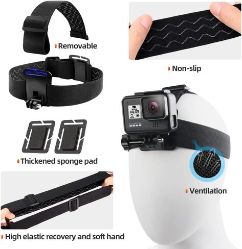 VnoPro POV/Vlog Smartphone Head Strap Mount Selfie Neck Holder Mount Kit,Compatible with iPhone Samsung Smartphones,Hero10, 9, 8, 7, 6, 5, 4, 3, 2, 1, DJI Osmo Action in Kuwait