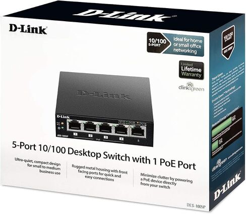 D-Link PoE Switch, 16 18 Port Ethernet Unmanaged w/ 2 1000BASE-T/SFP Gigabit Combo Port Desktop or Rackmount 10/100 246.4W PoE Budget (DES-1018MP) in Kuwait
