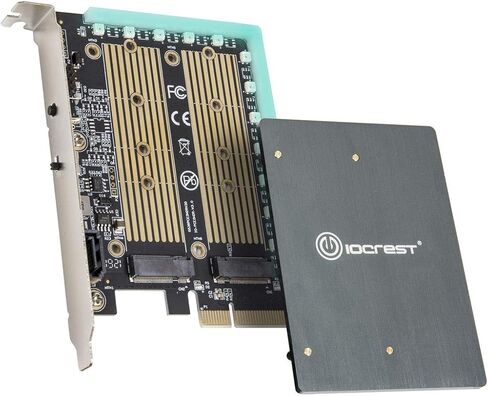 بطاقة محول IO Crest Dual M.2 SATA وPCIe Nvme SSD إلى PCIe X4 مع مبدد حرارة RGB 5V in Kuwait