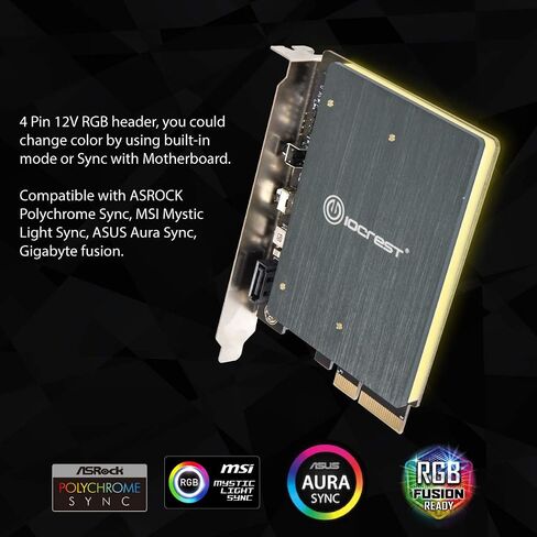بطاقة محول IO Crest Dual M.2 SATA وPCIe Nvme SSD إلى PCIe X4 مع مبدد حرارة RGB 5V in Kuwait