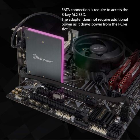 بطاقة محول IO Crest Dual M.2 SATA وPCIe Nvme SSD إلى PCIe X4 مع مبدد حرارة RGB 5V in Kuwait