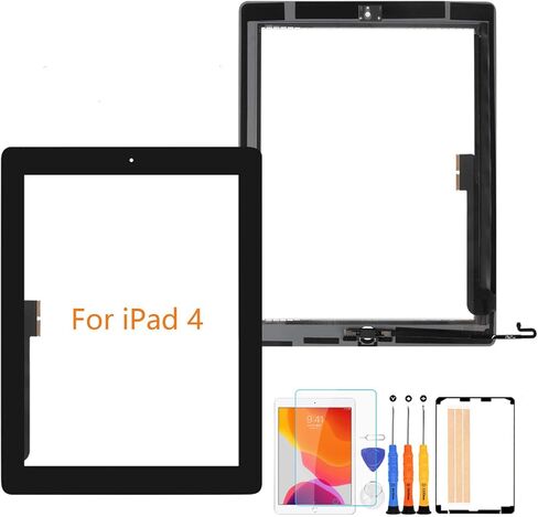 A-MIND for iPad 4 A1458 A1459 A1460 Touch Screen Replacement ，with Free Tool Kits+Screen Protector（ LCD Not Include, No Instructions） for ipad 4 Front Glass Panel Replacement (White) in Saudi Arabia