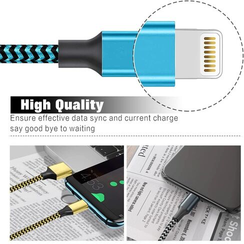 شاحن ايفون [معتمد من ابل] عبوة من 3 قطع بطول 10 قدم كيبل USB لايتنينج سريع الشحن من النايلون المضفر متوافق مع ايفون 13/12/11 برو ماكس/XS ماكس/XR/XS/X/8/7/بلس/6S/6/SE/5S/ايباد in Kuwait
