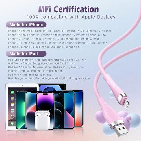 [معتمد من Apple MFi] شاحن iPhone 10FT USB Lightning Cable شحن سريع سلك شاحن iPhone متوافق مع iPhone14/13/12/11 Pro Max/XS MAX/XR/XS/X/8/7/Plus/6S/6/SE/5S / آي باد (3 عبوات) in Kuwait