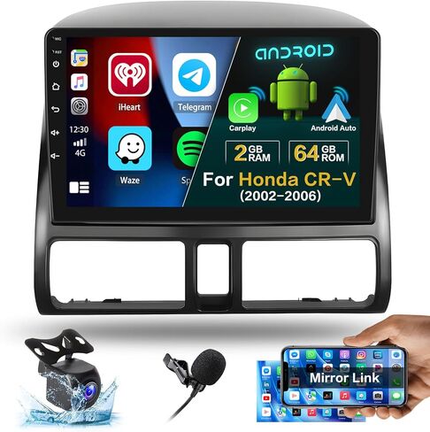 Roinvou Android Car Stereo لـ 2002-2006 Honda CR-V، راديو سيارة CarPlay لاسلكي مدمج مع Android Auto، شاشة لمس 9 بوصات في لوحة القيادة GPS ودعم مرآة Link BT FM WiFi AHD رؤية خلفية SWC in Saudi Arabia