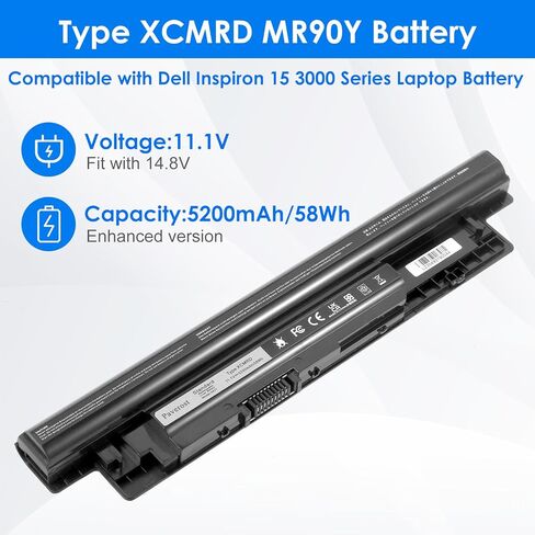 Paverost XCMRD Laptop Battery Replacement: for Dell Inspiron 15 3000 Series Type MR90Y 3521 17 5000 17R 15R 3542 3543 P28F Laptop Battery - 11.1V 58Wh in Kuwait