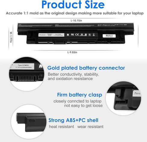 Paverost XCMRD Laptop Battery Replacement: for Dell Inspiron 15 3000 Series Type MR90Y 3521 17 5000 17R 15R 3542 3543 P28F Laptop Battery - 11.1V 58Wh in Kuwait