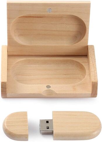 Novelty Wooden USB 2.0 Flash Drive Data Storage Memory Stick USB Stick Pendrive with Wooden Box (32GB, Ellipse Wood) in Kuwait
