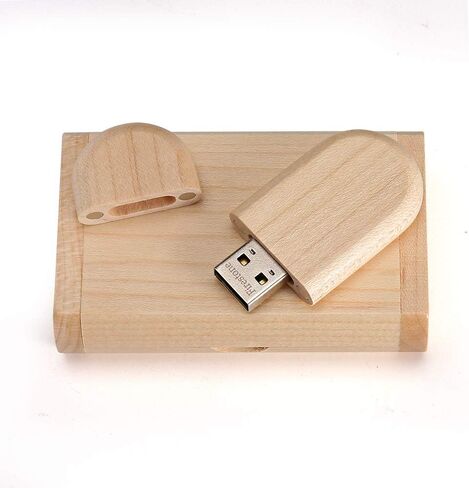Novelty Wooden USB 2.0 Flash Drive Data Storage Memory Stick USB Stick Pendrive with Wooden Box (32GB, Ellipse Wood) in Kuwait