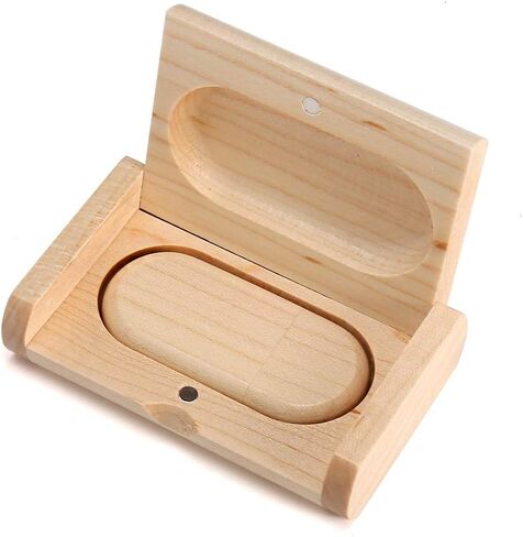 Novelty Wooden USB 2.0 Flash Drive Data Storage Memory Stick USB Stick Pendrive with Wooden Box (32GB, Ellipse Wood) in Kuwait