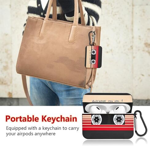 حافظات لطيفة لـ AirPod Pro 2 مع سلسلة مفاتيح، تصميم شريط كاسيت مضحك، غطاء حماية كامل ناعم لحافظة AirPods Pro 2nd Generation 2022 in Kuwait