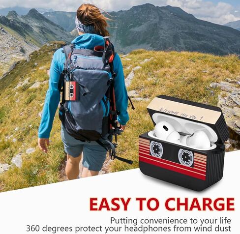 حافظات لطيفة لـ AirPod Pro 2 مع سلسلة مفاتيح، تصميم شريط كاسيت مضحك، غطاء حماية كامل ناعم لحافظة AirPods Pro 2nd Generation 2022 in Kuwait