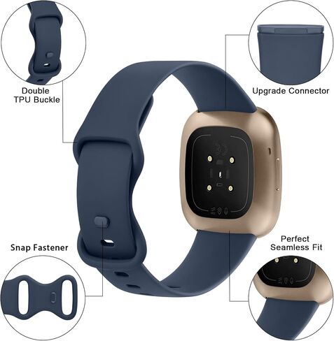 سوار AK الرياضي متوافق مع Fitbit Sense 2 / Sense Bands/Fitbit Versa 4 / Versa 3 Bands للنساء والرجال، أشرطة كلاسيكية من السيليكون الناعم لساعة Fitbit Sense 2 / Sense/Versa 4 / Versa 3 الذكية in Saudi Arabia