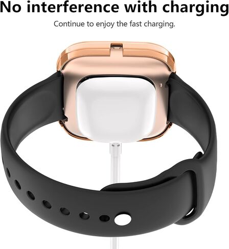 حافظة كمبيوتر صلبة من Tobfit مدمجة في غطاء واقي شاشة من الزجاج المقوى لساعة Fitbit Versa 2، حافظة حماية كاملة متينة رفيعة للغاية ومقاومة للخدش متوافقة مع ساعة Fitbit Versa 2 الذكية، شفافة in Kuwait