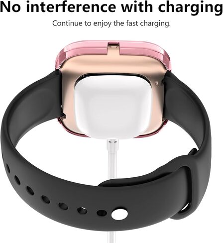 حافظة كمبيوتر صلبة من Tobfit مدمجة في غطاء واقي شاشة من الزجاج المقوى لساعة Fitbit Versa 2، حافظة حماية كاملة متينة رفيعة للغاية ومقاومة للخدش متوافقة مع ساعة Fitbit Versa 2 الذكية، شفافة in Kuwait