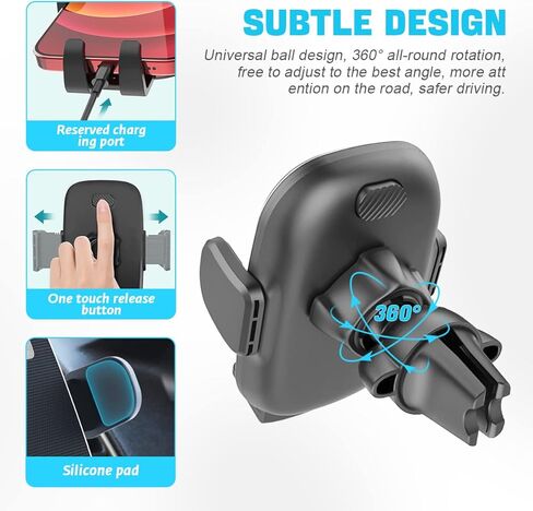 حامل هاتف السيارة للتهوية الهوائية، حامل هاتف خلوي عالمي سهل المشبك بدون استخدام اليدين، جراب سميك وحوامل سيارات كبيرة صديقة للهاتف، متوافق مع جميع أجهزة Android وiPhone 13/Max/XR وSamsung Galaxy in Kuwait