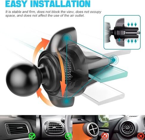 حامل هاتف السيارة للتهوية الهوائية، حامل هاتف خلوي عالمي سهل المشبك بدون استخدام اليدين، جراب سميك وحوامل سيارات كبيرة صديقة للهاتف، متوافق مع جميع أجهزة Android وiPhone 13/Max/XR وSamsung Galaxy in Kuwait