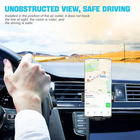 حامل هاتف السيارة للتهوية الهوائية، حامل هاتف خلوي عالمي سهل المشبك بدون استخدام اليدين، جراب سميك وحوامل سيارات كبيرة صديقة للهاتف، متوافق مع جميع أجهزة Android وiPhone 13/Max/XR وSamsung Galaxy in Kuwait
