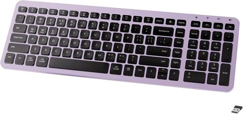 لوحة مفاتيح بلوتوث مدمجة و2.4 جيجا هرتز لاسلكية - لوحة مفاتيح لاسلكية هادئة متعددة الأجهزة - 106 مفتاح لوحة مفاتيح كاملة الحجم لأجهزة iPad والكمبيوتر اللوحي والكمبيوتر المحمول والكمبيوتر الشخصي والكمبيوتر المحمول وWindows وMac وChrome OS وAndroid in Kuwait