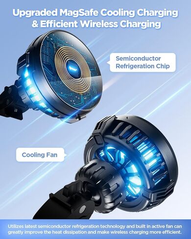 Magnetic Wireless Car Charger, [Ice Cooling Charging] IPOW Compatible for MagSafe Car Mount Charger, 15W Wireless iPhone Car Charger Holder Fit for iPhone 14 13 12 Pro Max Plus Mini MagSafe Case in Kuwait