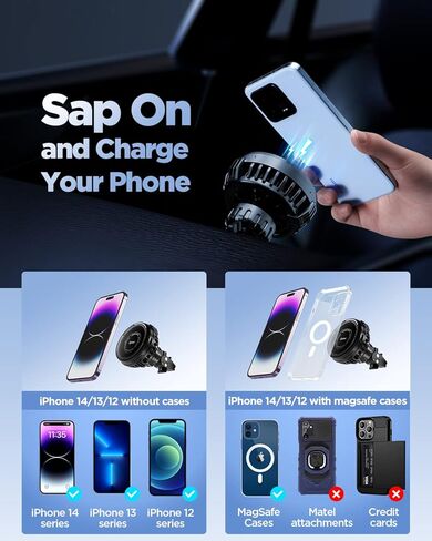 Magnetic Wireless Car Charger, [Ice Cooling Charging] IPOW Compatible for MagSafe Car Mount Charger, 15W Wireless iPhone Car Charger Holder Fit for iPhone 14 13 12 Pro Max Plus Mini MagSafe Case in Kuwait