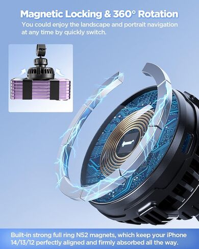 Magnetic Wireless Car Charger, [Ice Cooling Charging] IPOW Compatible for MagSafe Car Mount Charger, 15W Wireless iPhone Car Charger Holder Fit for iPhone 14 13 12 Pro Max Plus Mini MagSafe Case in Kuwait