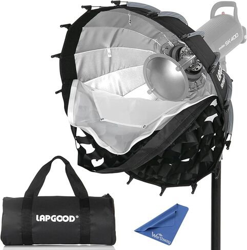 LAPGOOD 24"/60cm Softbox Beauty Dish with Grid and Double Soft Cloth Design - Bowens Mount Diffuser for Flash and Video Lights, Quick Setup, and Carrying Bag in Kuwait