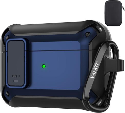 غطاء حافظة Valkit لأجهزة Airpods Pro مع مجموعة أدوات التنظيف والقفل، غطاء صلب عسكري Airpod Pro الجيل الأول حافظة مقاومة للصدمات iPods Pro حافظة سلسلة مفاتيح واقية لـ Airpods Pro 1st Gen 2019 حافظة شحن in Saudi Arabia
