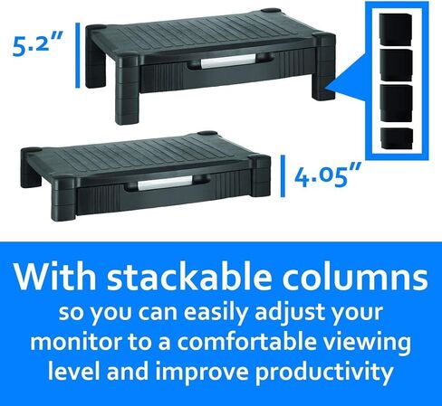 Halter Monitor Stand Riser with Organizer Drawer and Cable Management, Black (1 Pack) in Kuwait