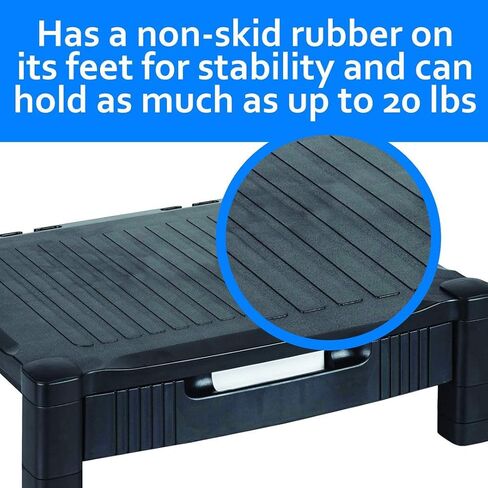 Halter Monitor Stand Riser with Organizer Drawer and Cable Management, Black (1 Pack) in Kuwait