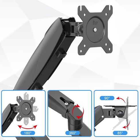 Fisca Single Monitor Desk Mount Gas Spring Mount Stand Arm for 15 to 27 Inch Monitor, Adjustable Full Motion Swivel Monitor Holder VESA 75x75, 100x100 in Kuwait