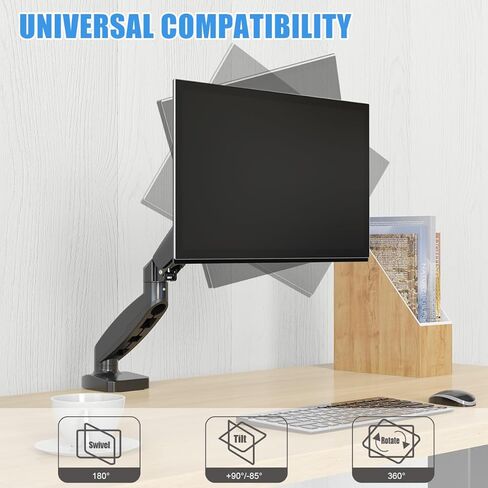 Fisca Single Monitor Desk Mount Gas Spring Mount Stand Arm for 15 to 27 Inch Monitor, Adjustable Full Motion Swivel Monitor Holder VESA 75x75, 100x100 in Kuwait