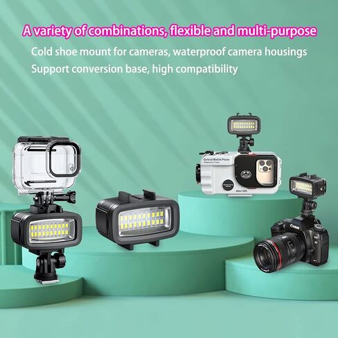 Starbea Diving Video Light مقاوم للماء 131FT/40M مع محول الحذاء الساخن 3 مرشحات ألوان LED كاميرا ملء أضواء التصوير الفوتوغرافي تحت الماء لـ Gopro Nikon Sony Canon Fujifilm(SL-100) in Kuwait