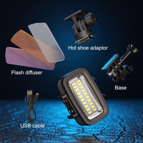 Starbea Diving Video Light مقاوم للماء 131FT/40M مع محول الحذاء الساخن 3 مرشحات ألوان LED كاميرا ملء أضواء التصوير الفوتوغرافي تحت الماء لـ Gopro Nikon Sony Canon Fujifilm(SL-100) in Kuwait