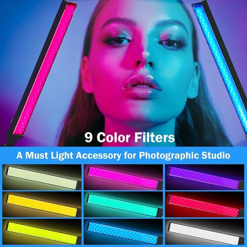 مجموعة عصا إضاءة الفيديو LED ذات 4 قطع من Baquler، مصابيح تصوير فوتوغرافي قابلة للتعديل مع حامل ثلاثي القوائم 9 مرشحات ألوان 3200K-5500K 210 خرزة لالتقاط الصور وملء أضواء الاستوديو للبث المباشر CRI 95+ in Saudi Arabia
