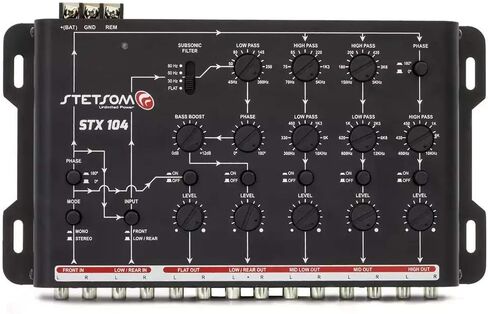 Stetsom STX 104 Crossover 5 Way Channels - معالج إشارة إخراج صوت السيارة الإلكتروني الرقمي 9V RMS in Kuwait