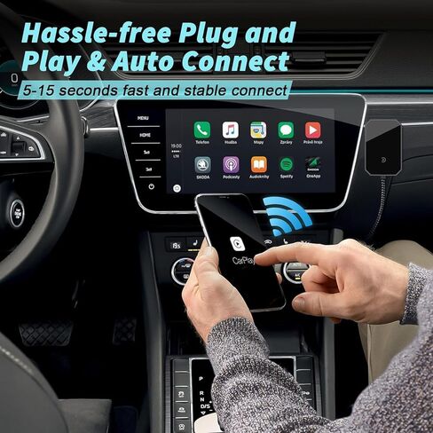 محول CarPlay اللاسلكي، صندوق محول لاسلكي Carplay محسّن للتوصيل والتشغيل لـ CarPlay السلكي في المصنع، دونجل Carplay اللاسلكي للاقتران التلقائي، متوافق مع iOS 10+ والسيارات من 2015 in Kuwait