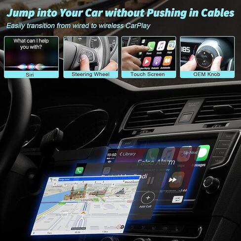محول CarPlay اللاسلكي، صندوق محول لاسلكي Carplay محسّن للتوصيل والتشغيل لـ CarPlay السلكي في المصنع، دونجل Carplay اللاسلكي للاقتران التلقائي، متوافق مع iOS 10+ والسيارات من 2015 in Kuwait