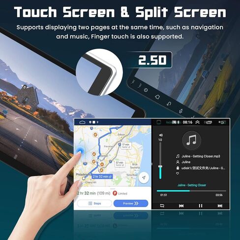 Hikity 10.1 "ستيريو سيارة أندرويد لهوندا أكورد 7th 2003-2007 لاسلكي Carplay أندرويد تلقائي نظام تحديد المواقع والملاحة ستيريو بلوتوث سيارة استقبال الصوت شاشة تعمل باللمس in Kuwait