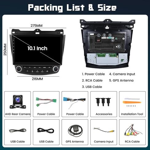 Hikity 10.1 "ستيريو سيارة أندرويد لهوندا أكورد 7th 2003-2007 لاسلكي Carplay أندرويد تلقائي نظام تحديد المواقع والملاحة ستيريو بلوتوث سيارة استقبال الصوت شاشة تعمل باللمس in Kuwait