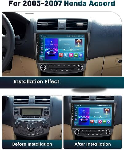 Hikity 10.1 "ستيريو سيارة أندرويد لهوندا أكورد 7th 2003-2007 لاسلكي Carplay أندرويد تلقائي نظام تحديد المواقع والملاحة ستيريو بلوتوث سيارة استقبال الصوت شاشة تعمل باللمس in Kuwait