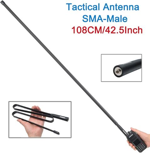 42.5-Inch ABBREE SMA-Male VHF UHF Dual Band 144/430Mhz Foldable Tactical Antenna for Yaesu FT-70DR,FT-2DR,FT-270R TYT Wouxun Ham Two Way Radio in Kuwait